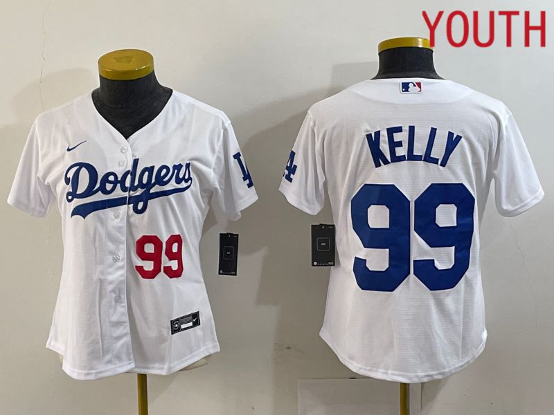 Youth Los Angeles Dodgers 99 Kelly White 2024 Nike Game MLB Jersey style 2
